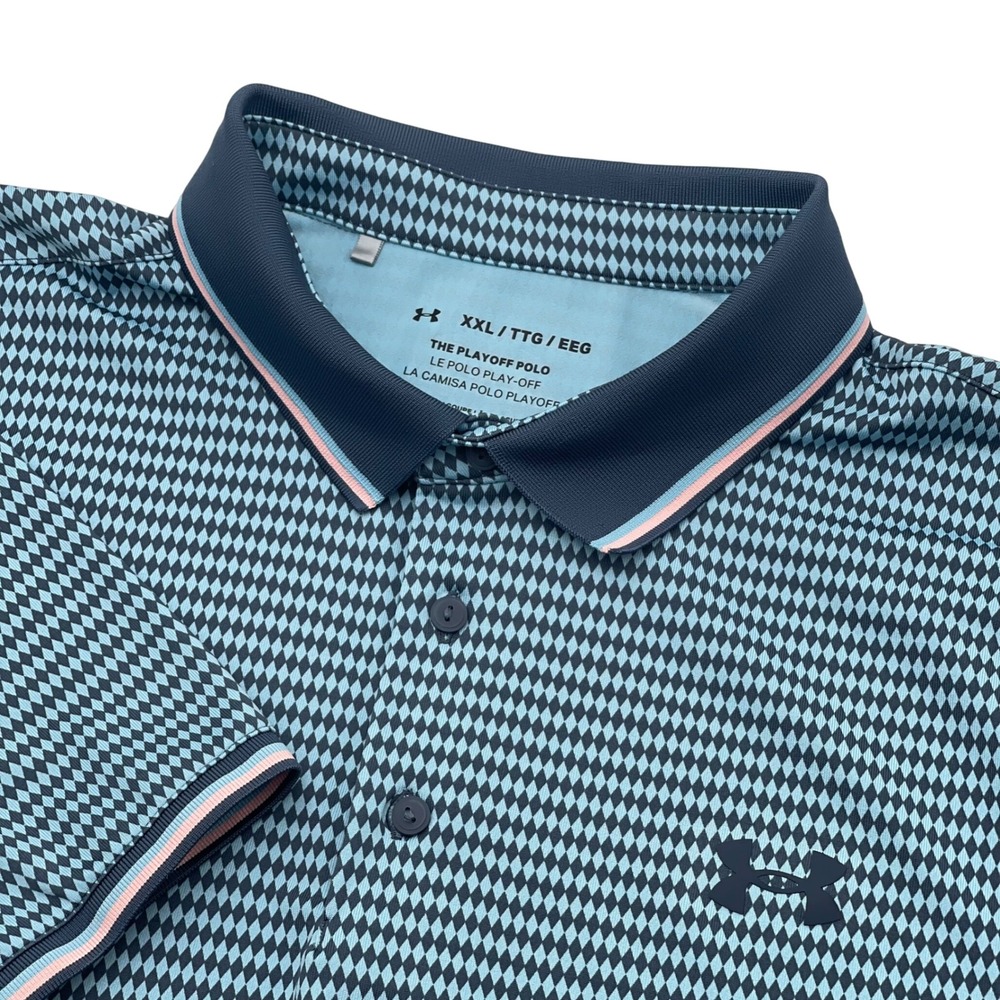 Under Armour Playoff Polo Shirt XXL Blue Black Diamond‎ AOP Performance  Golf